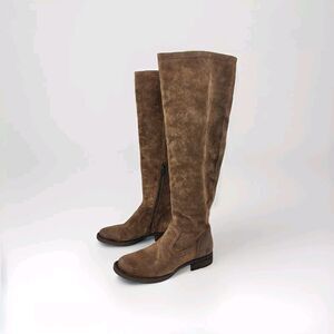 BORN Britton Over the Knee Rust Brown Suede Distressed Boots
